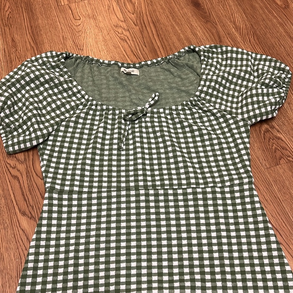 MADEWELL Women's Green/White Checkered Dress Size Medium - Picture 5 of 11